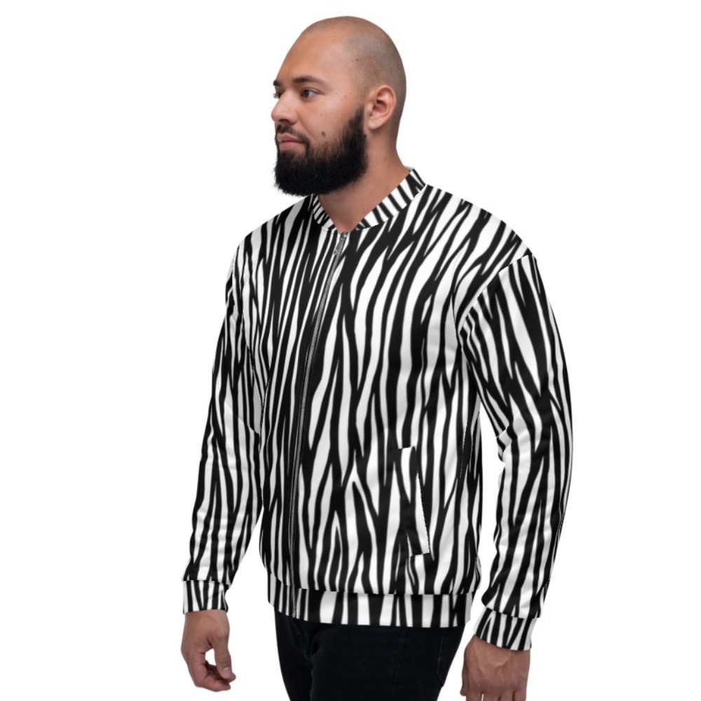 ZEBRA PATTERN Unisex Bomber Jacket.